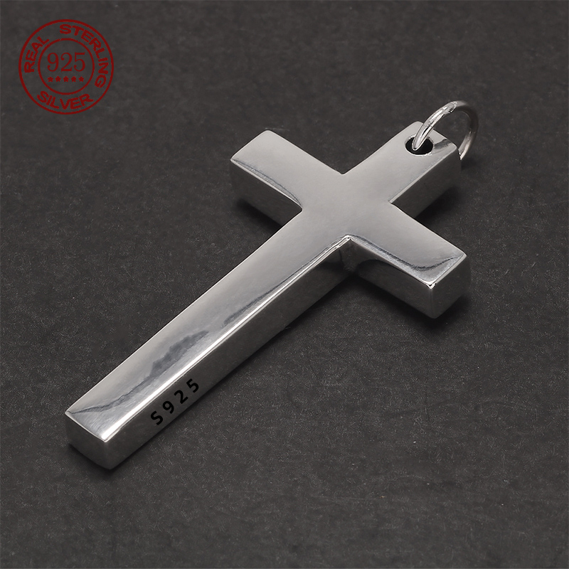 Men'S Minimalist Accessories - حقيقي الصلبة 925 الفضة الصليب قلادة