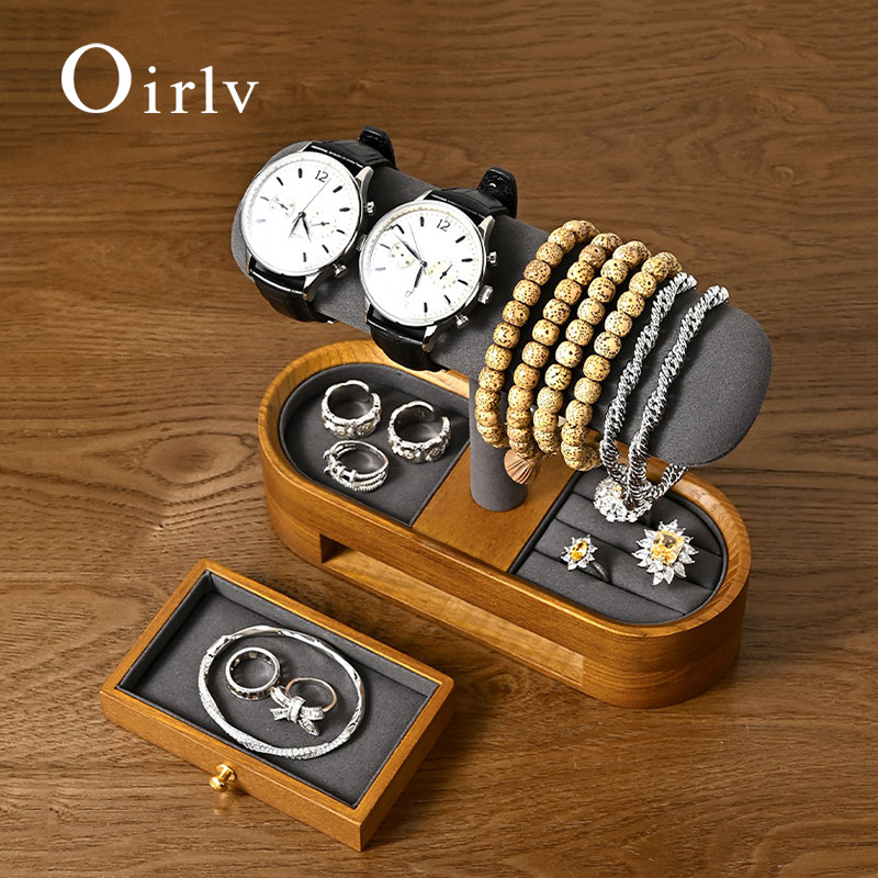 Oirlv خشب متين ساعة منظم الرف  - مراجعة Men'S Accessories Drawer Organizer وسعره