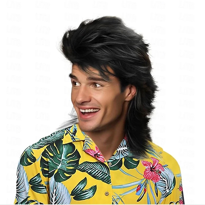 الرجال السود الاصطناعية الشعر  - مراجعة Men'S Accessories In The 80S وسعره